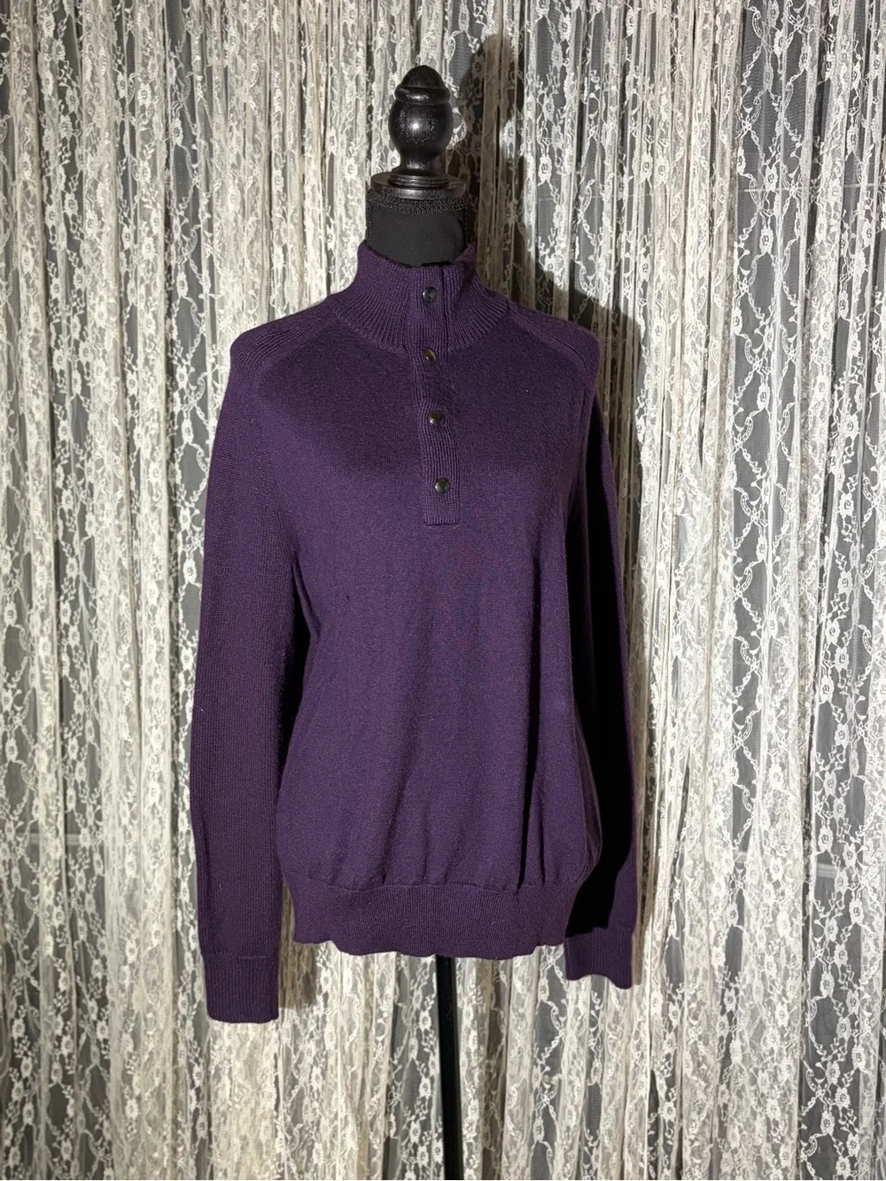 Banana Republic Men's Deep Purple Quarter-Zip Pullover